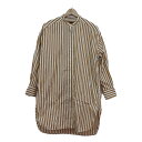 【中古】martinique(マルティニーク) ワンピース 長袖/ひざ丈/ストライプ 白×ブラウン(4)