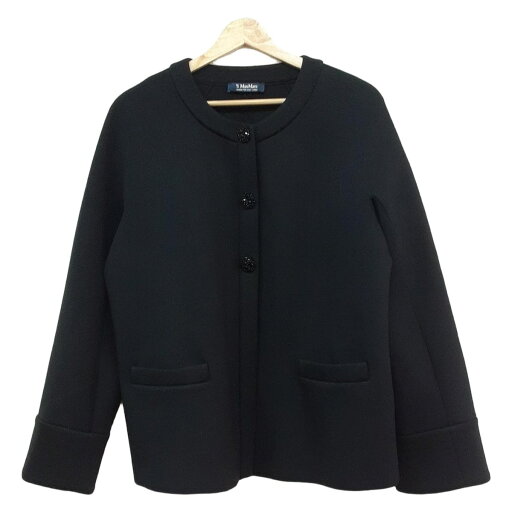 【中古】S Max Mara(マックスマーラ) コート 長袖/ビーズ/春/秋 黒 【中古】S Max Mara(マックスマーラ) コート 長袖/ビーズ/春/秋 黒