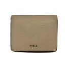 【中古】FURLA(フルラ) バビロン 2つ折り財布 ピンクベージュ レザー