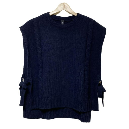【中古】ROCHAS(ロシャス) 半袖セーター クルーネック/リボン/MUSE BY ROCHAS Premiere ダークネイビー 【中古】ROCHAS(ロシャス) 半袖セーター クルーネック/リボン/MUSE BY ROCHAS Premiere ダークネイビー