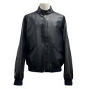 【中古】LOUIS VUITTON(ルイヴィトン) レザーハリントンジャケット ブルゾン ブルレザー/秋/冬 ダークネイビー 牛革