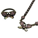 【中古】ANNA SUI(アナスイ) アクセサリー リング×1点/ネックレス×1点/バタフライ(蝶) パープル×ゴールド