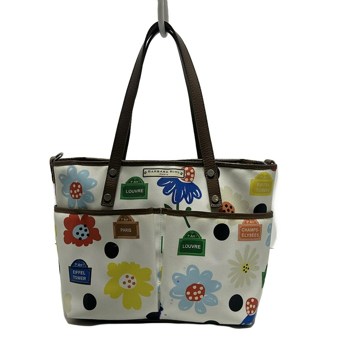 【新着】【中古】barbara rihl(バーバラリール) ショルダーバッグ 白×ダークブラウン×マルチ レザー