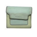 【中古】MARNI(マルニ) 3つ折り財布 アイボリー×ライトグレー×イエローグリーン レザー