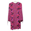 【中古】ANNA SUI(アナスイ) ワンピース 長袖/ひざ丈/シルク/花柄 ボルドー×黒×マルチ