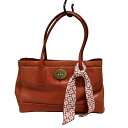 【中古】COACH(コーチ) ラージマデリントート トートバッグ レッド レザー