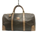 【中古】CELINE(セリーヌ) マカダム柄 ボストンバッグ 本体ロックなし ダークブラウン×ブラウン レザー