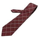 【中古】Burberry LONDON(バーバリーロンドン) ネクタイ チェック柄 ボルドー×ライトブルー×アイボリー