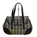 【中古】ANNA SUI(アナスイ) ハンドバッグ アイボリー×ネイビー×黒 レザー