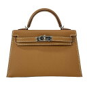 【新着】【中古】HERMES(エルメス) ミニケリー2 ハンドバッグ 外縫い/シルバー金具 ゴールド