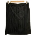 【中古】SAINT LAURENT PARIS(サンローランパリ) スカート ひざ丈/ストライプ 黒×グレー