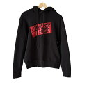 【中古】MONCLER(モンクレール) パーカー ロゴ 黒×レッド