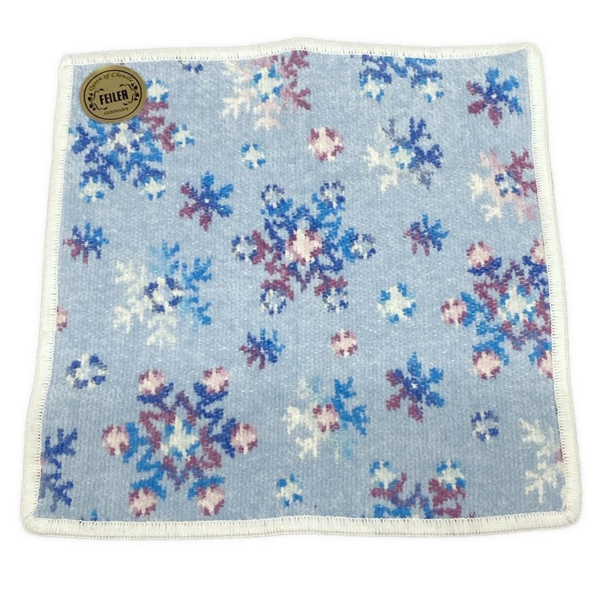 【中古】FEILER(フェイラー) 小物 ハンドタオル/LOVERARY/雪/結晶 ライトブルー×白×マルチ コットン