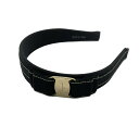 【中古】FERRAGAMO/SalvatoreFerragamo(サルバトーレフェラガモ) カチューシャ リボン/ステッチ/ヴァラ 黒×白
