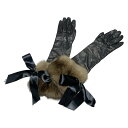 【中古】FOXEY(フォクシー) 手袋 ロンググローブ 黒×グレーベージュ レザー、ファー