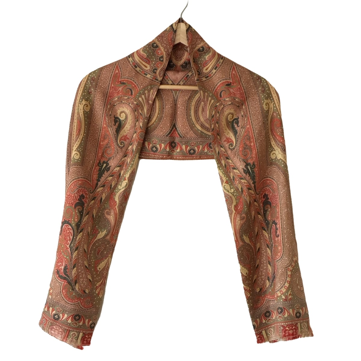 【新着】【中古】ETRO(エトロ) スカーフ ペイズリー柄 ライトブラウン×レッド×マルチ