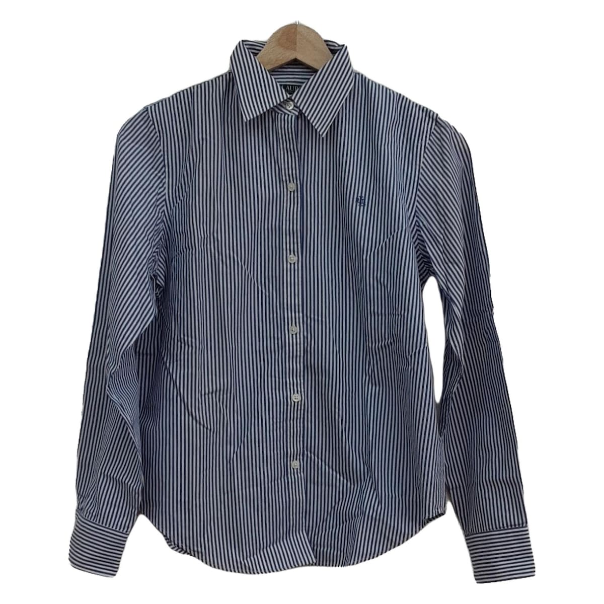 【中古】RalphLauren(ラルフローレン) 長袖シャツブラウス ストライプ/LAUREN ブルー×白