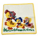 【中古】FEILER(フェイラー) ハンカチ 鳥 白×イエロー×黒