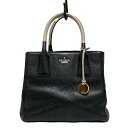 【中古】Kate spade(ケイトスペード) ラークストリート マディ トートバッグ 黒×ベージュ レザー