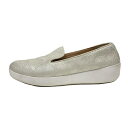 【中古】Fitflop(フィットフロップ) スリッポン 型押し加工 シルバー レザー(4)
