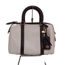 【中古】COACH(コーチ) ルビー サッチェル 25 カラーブロック ハンドバッグ アイボリー×ダークブラウン レザー(4)