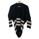 【中古】SACRA(サクラ) 長袖セーター Vネック/ボーダー 黒×ベージュ