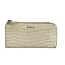 【中古】FURLA(フルラ) 長財布 型押し加工 ベージュ レザー