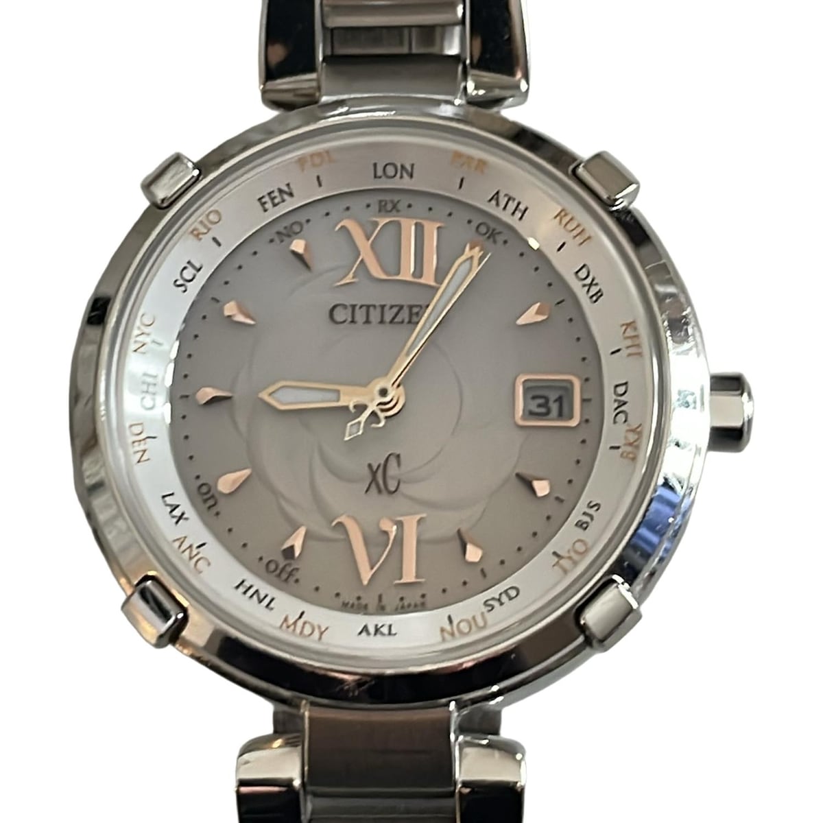 【中古】CITIZEN(シチズン) XC(クロスシー) 腕時計 エコドライブ/電波 シルバー×ライトブラウン
