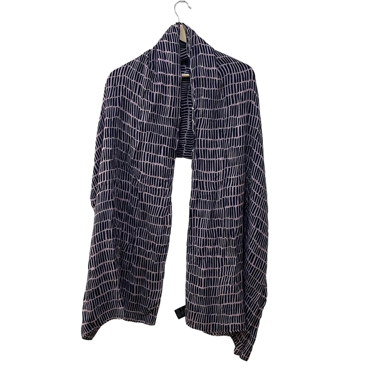 【中古】marimekko(マリメッコ) ストール(ショール) ダークネイビー×ピンク シルク