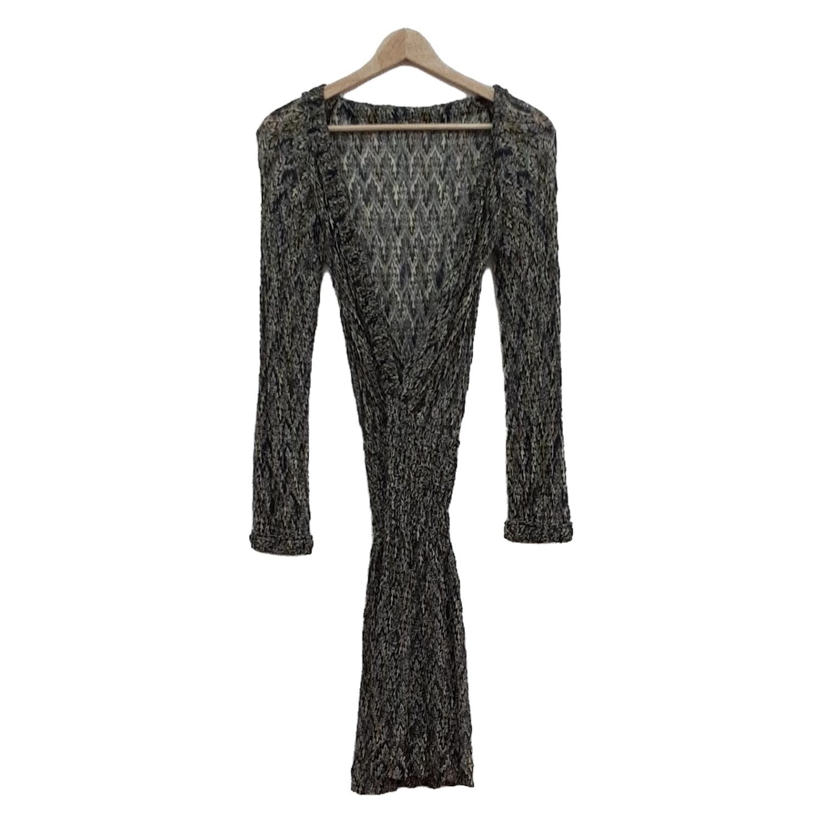 【新着】【中古】MISSONI(ミッソーニ) ワンピース 長袖/ひざ丈/ニット 黒×ライトイエロー×マルチ