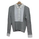 【中古】MACKINTOSH PHILOSOPHY(マッキントッシュフィロソフィー) 長袖セーター レギュラーカラー ライトグレー×アイボリー