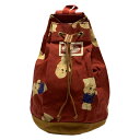 【中古】PINK HOUSE(ピンクハウス) リュックサック キューピー/バックファスナー/巾着型 ボルドー×ベージュ×マルチ