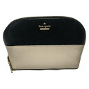 【中古】Kate spade(ケイトスペード) ポーチ 黒×ベージュ レザー(4)
