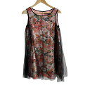 【中古】DOLLY GIRL BY ANNA SUI(ドーリーガール バイ アナ スイ) ワンピース ノースリーブ/ひざ丈/花柄/レース ピンク×黒×マルチ