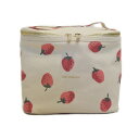 【中古】Kate spade(ケイトスペード) ランチトート トートバッグ イチゴ アイボリー×レッド×マルチ リネン
