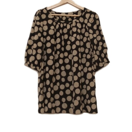 【中古】DAMAcollection(ダーマコレクション) チュニック クルーネック/半袖/ドット柄 黒×ベージュ 【中古】DAMAcollection(ダーマコレクション) チュニック クルーネック/半袖/ドット柄 黒×ベージュ