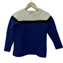 【中古】FOXEY NEW YORK(フォクシーニューヨーク) 長袖セーター クルーネック ブルー×アイボリー×黒