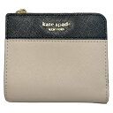 【中古】Kate spade(ケイトスペード) 2つ折り財布 L字ファスナー ライトピンク×黒 レザー