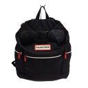 【中古】HUNTER(ハンター) リュックサック 黒×白×レッド レザー