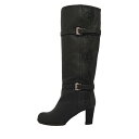 【中古】ANNA SUI(アナスイ) ロングブーツ レース模様 黒 レザー