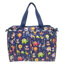 【中古】LESPORTSAC(レスポートサック) ボストンバッグ 本体ロックなし ダークネイビー×ライトグリーン×マルチ