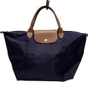 【中古】LONGCHAMP(ロンシャン) ル・プリアージュオリジナル ハンドバッグ 折りたたみ パープル×ブラウン レザー