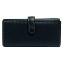 【中古】COACH(コーチ) 長財布 黒×オレンジ レザー