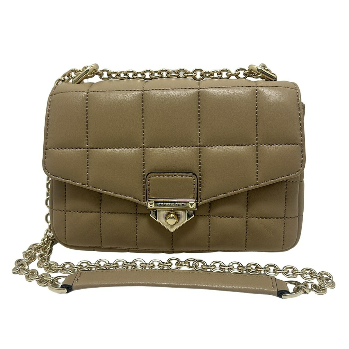 【中古】MICHAEL KORS(マイケルコース) ショルダーバッグ チェーンショルダー/キルティング ベージュ レザー