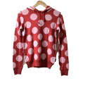 【中古】CALLAWAY(キャロウェイ) パーカー 長袖/ニット/ドット柄/CHEV18 レッド×ライトピンク