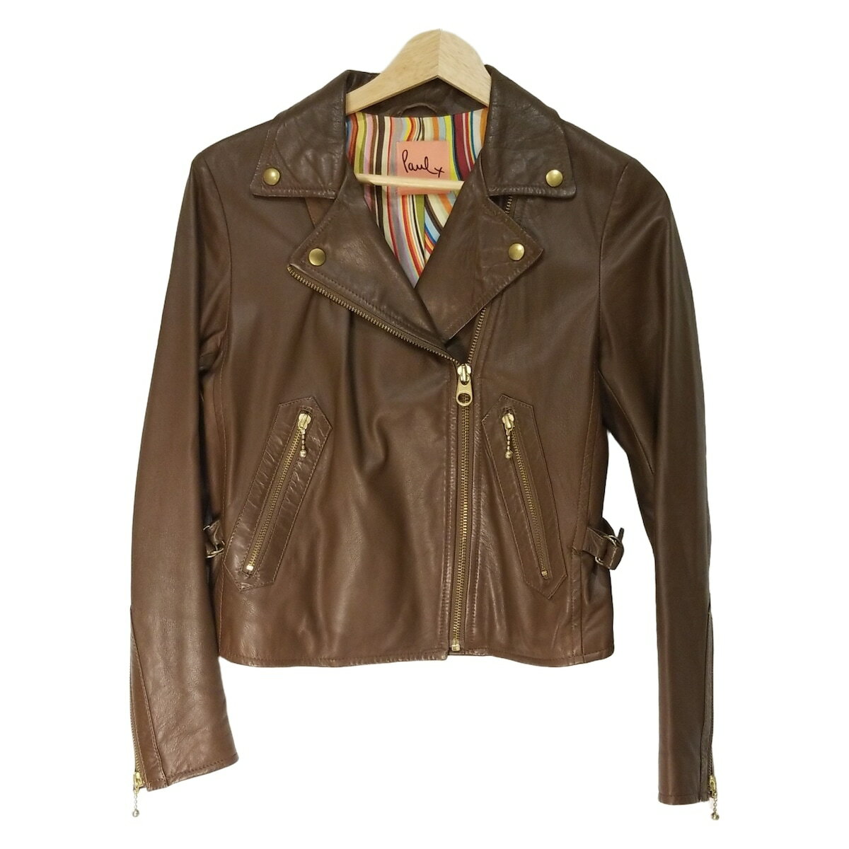 【中古】Paul+ PaulSmith(ポールスミスプラス) ライダースジャケット 長袖/春/秋 ブラウン