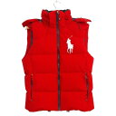 【中古】POLObyRalphLauren(ポロラルフローレン) ビッグポニー ダウンベスト フード取り外し可/秋/冬 レッド