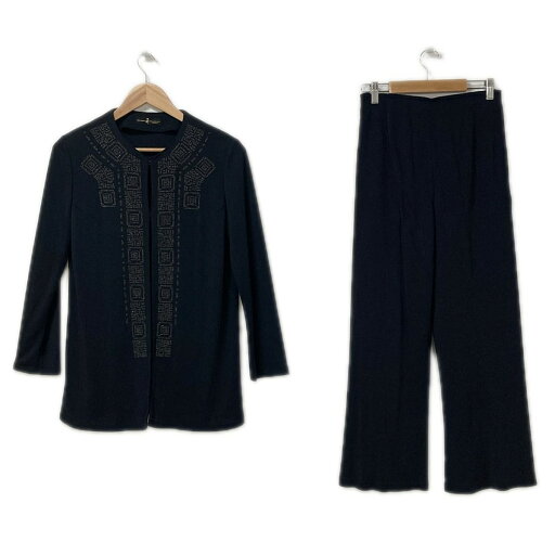 【中古】HIROKO KOSHINO(ヒロココシノ) レディースパンツセットアップ ウエストゴム 黒 【中古】HIROKO KOSHINO(ヒロココシノ) レディースパンツセットアップ ウエストゴム 黒