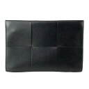 【中古】BOTTEGA VENETA(ボッテガヴェネタ) アルコ ドキュメントケース クラッチバッグ 黒 レザー