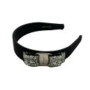 【中古】FERRAGAMO/SalvatoreFerragamo(サルバトーレフェラガモ) カチューシャ リボン/ラインストーン/ヴァラ 黒×クリア
